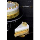 Sárgabarackos pisztácia torta tejfölös fehércsokis krémmel