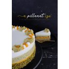 Sárgabarackos pisztácia torta tejfölös fehércsokis krémmel